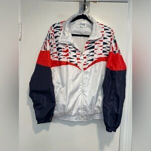 VTG Wilson Sz: XL Colorblock windbreaker jacket red white blue geometric pattern